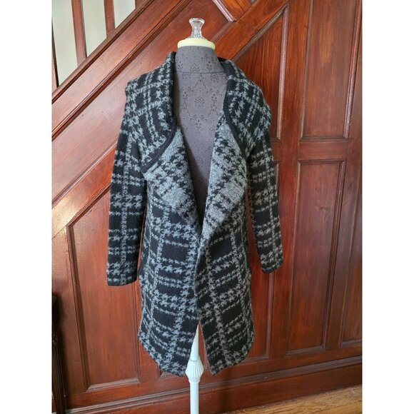 Ellen Tracy Womens Black Plaid Wool Sweater Cardigan S - Picture 1 of 8